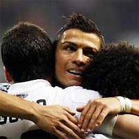 Игуаин, Роналду, Марсело (Реал Мадрид) в матче чемпионата Испании с Расингом
