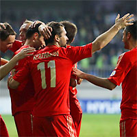 Сборная России в матче в Азербайджане